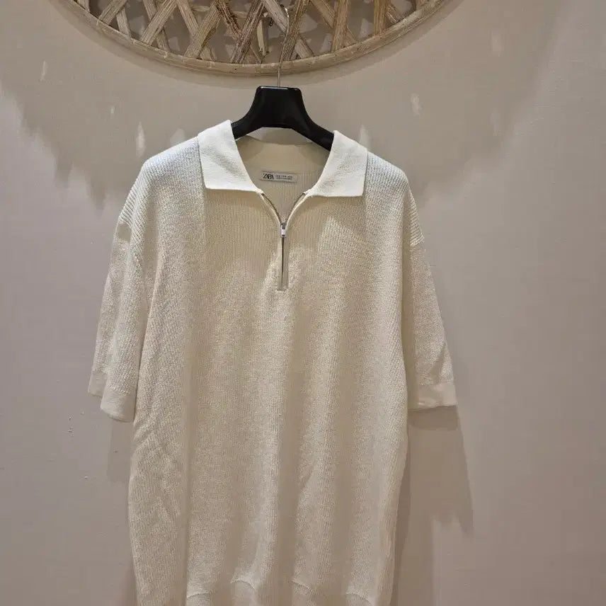 [BUNJANG] ZARA Half Zip Knit Ivory M / ZARA 하프 집업 니트 아이보리 M 사이즈 100