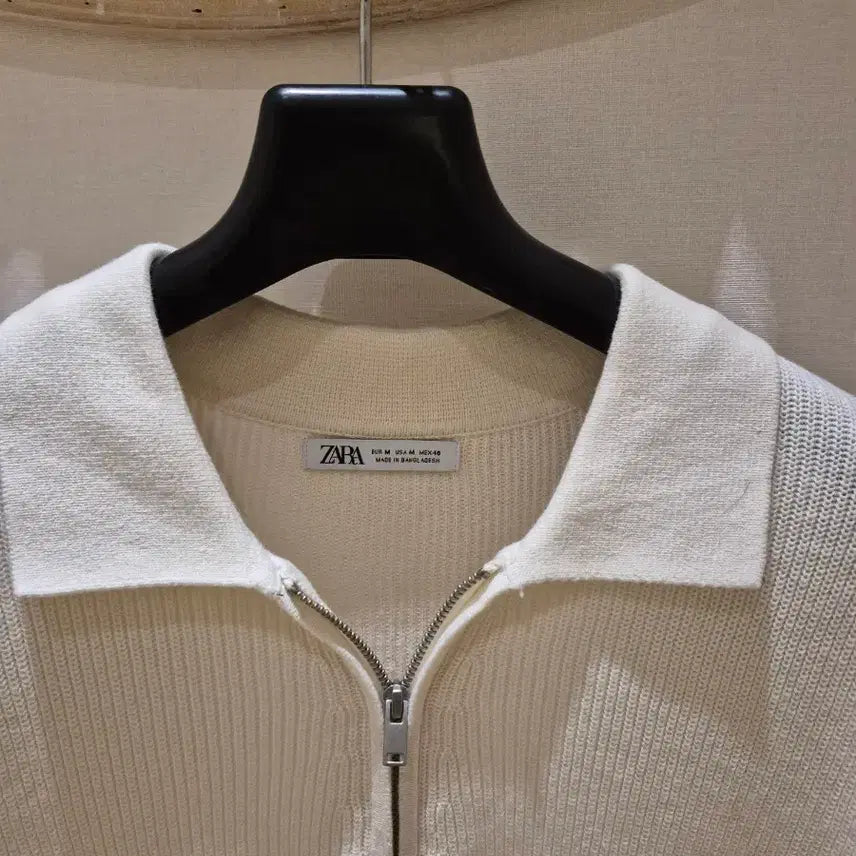 [BUNJANG] ZARA Half Zip Knit Ivory M / ZARA 하프 집업 니트 아이보리 M 사이즈 100
