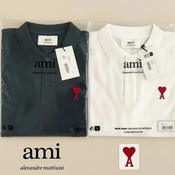 [BUNJANG] Ami Paris Cotton Polo T-Shirt / 정품/무료배송) 아미 pk 카라 반팔 , 블랙 화이트