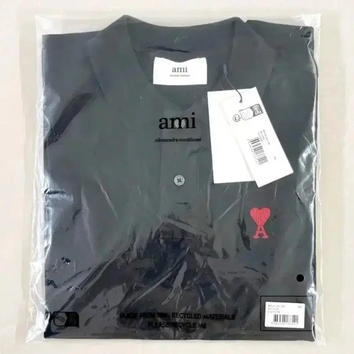 [BUNJANG] Ami Paris Cotton Polo T-Shirt / 정품/무료배송) 아미 pk 카라 반팔 , 블랙 화이트