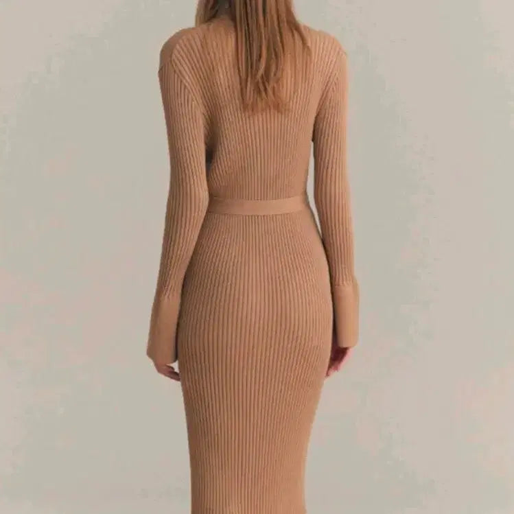 [BUNJANG] SIE Cotton Silk Knit Collar Long Dress / [시에/SIE] 정품 봄여름 코튼 실크 니트 카라 롱 원피스