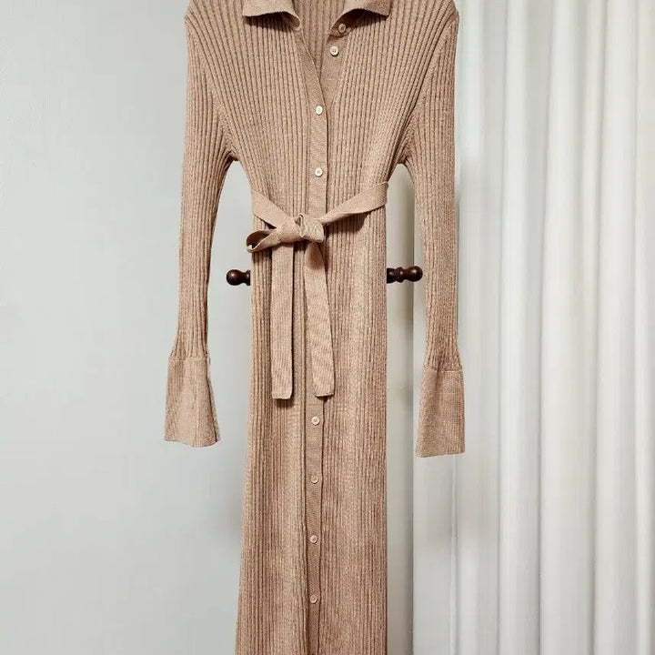 [BUNJANG] SIE Cotton Silk Knit Collar Long Dress / [시에/SIE] 정품 봄여름 코튼 실크 니트 카라 롱 원피스