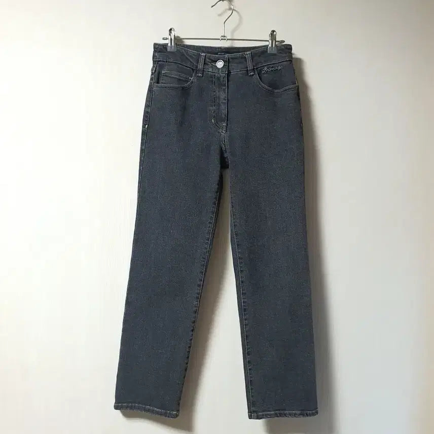 [BUNJANG] SJSJ Beaded Lettering Detail Denim Pants / 에스제이 SJSJ 비즈 레터링 디테일 데님 팬츠 44  사이즈 정품