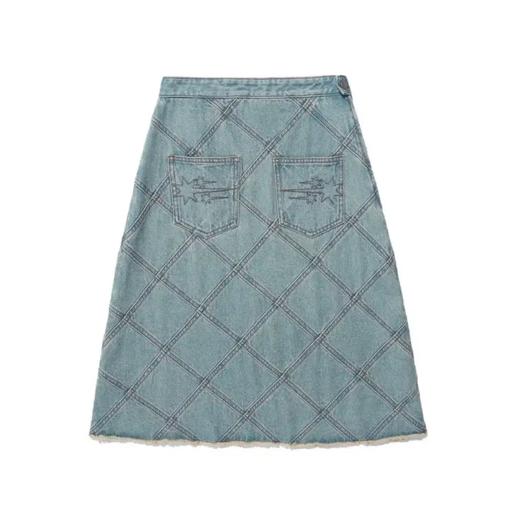 [BUNJANG] Nice Ghost Club Denim Panel Skirt (Blue) / 나이스고스트클럽 패널 스커트 (블루) S