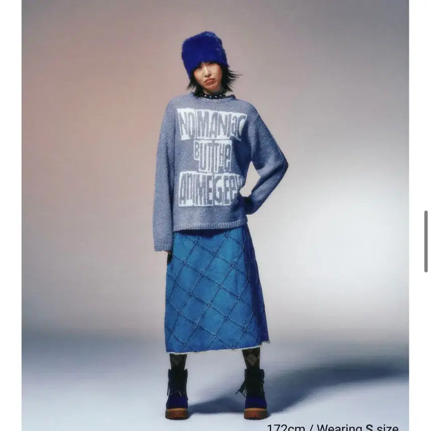 [BUNJANG] Nice Ghost Club Denim Panel Skirt (Blue) / 나이스고스트클럽 패널 스커트 (블루) S