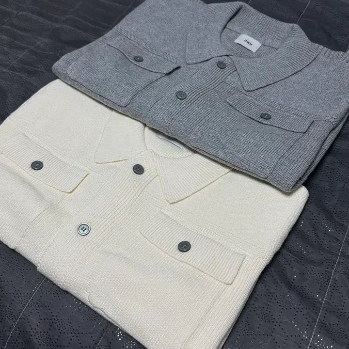 [BUNJANG] Two Pocket Collar Knit Short Sleeve Cardigan / (새상품)투포켓 카라 니트 반팔 가디건