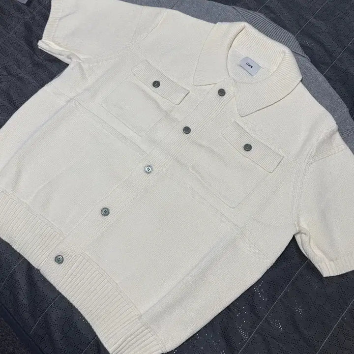 [BUNJANG] Two Pocket Collar Knit Short Sleeve Cardigan / (새상품)투포켓 카라 니트 반팔 가디건