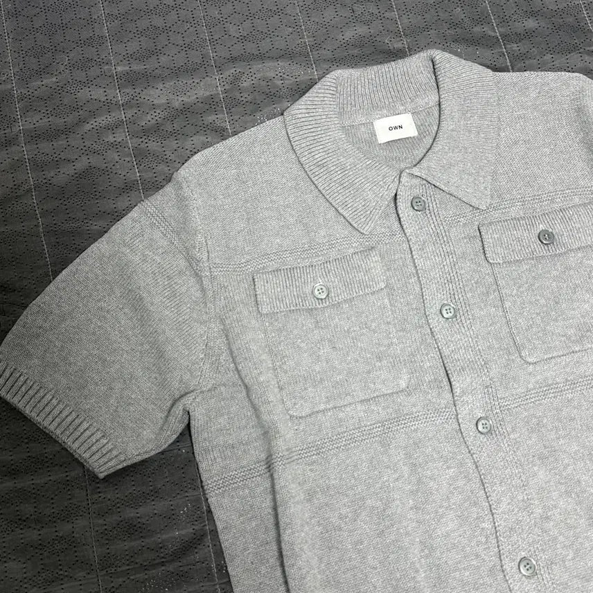 [BUNJANG] Two Pocket Collar Knit Short Sleeve Cardigan / (새상품)투포켓 카라 니트 반팔 가디건