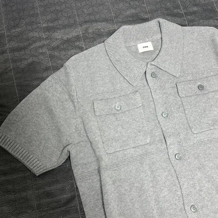 [BUNJANG] Two Pocket Collar Knit Short Sleeve Cardigan / (새상품)투포켓 카라 니트 반팔 가디건