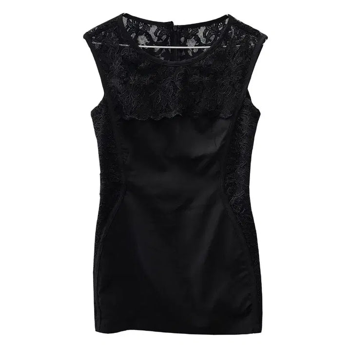 [BUNJANG] Vintage Feminine Lace Black Mini Dress / 빈티지 페미닌 레이스 블랙 미니 원피스