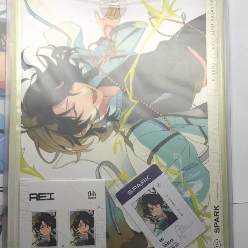 [BUNJANG] Ensemble Stars Sakuma Ray Rei &amp; Sakuma Rinne 9th Anniversary Color Board Badges &amp; Keyrings Set / 앙스타 사쿠마 레이 리츠 중스타 9주년 폴더 색지 뱃지 키링