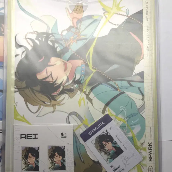 [BUNJANG] Ensemble Stars Sakuma Ray Rei &amp; Sakuma Rinne 9th Anniversary Color Board Badges &amp; Keyrings Set / 앙스타 사쿠마 레이 리츠 중스타 9주년 폴더 색지 뱃지 키링