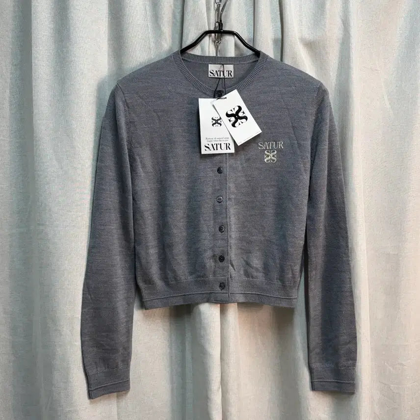 [BUNJANG] SATUR Round Neck Summer Thin Knit Cardigan Grey / [S] 새상품 SATUR 세터 라운드 여름 얇은 회색 니트 가디건