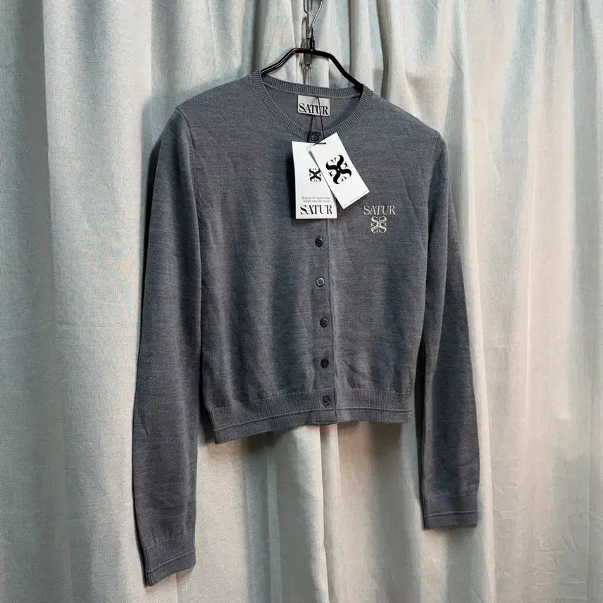 [BUNJANG] SATUR Round Neck Summer Thin Knit Cardigan Grey / [S] 새상품 SATUR 세터 라운드 여름 얇은 회색 니트 가디건