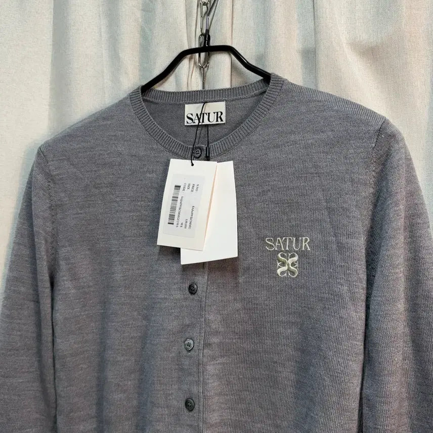 [BUNJANG] SATUR Round Neck Summer Thin Knit Cardigan Grey / [S] 새상품 SATUR 세터 라운드 여름 얇은 회색 니트 가디건