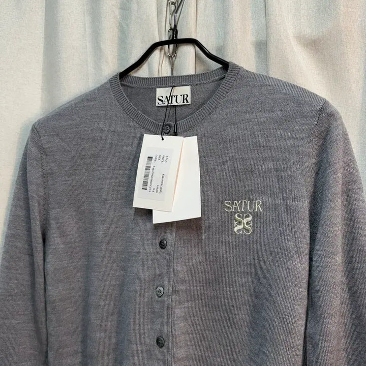 [BUNJANG] SATUR Round Neck Summer Thin Knit Cardigan Grey / [S] 새상품 SATUR 세터 라운드 여름 얇은 회색 니트 가디건