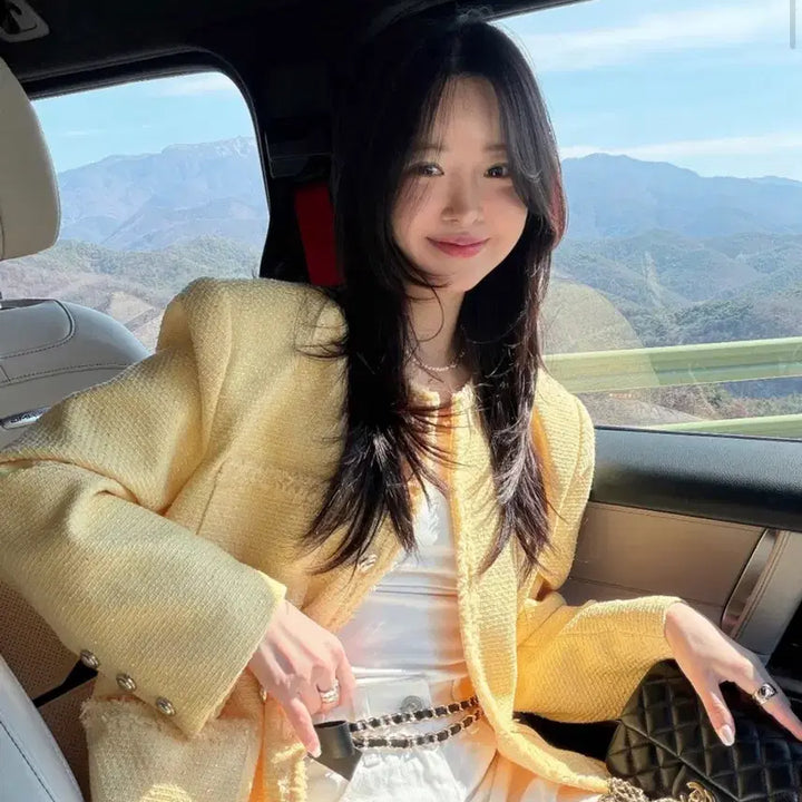 [BUNJANG] Bysini Yellow Tweed Jacket / 바이씨니 제작 옐로우트위드자켓