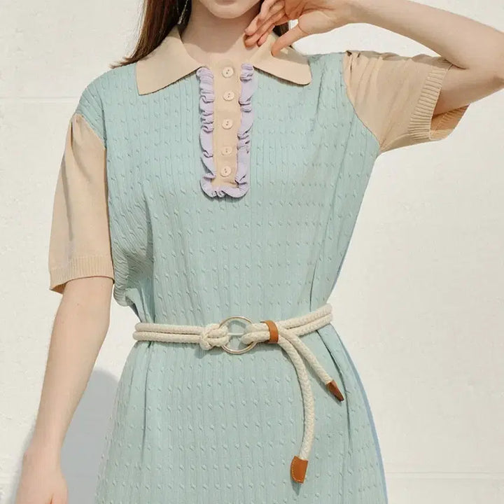 [BUNJANG] General Idea Ruffle Detail Knit Dress / 제너럴아이디어 러플 포인트 니트 원피스
