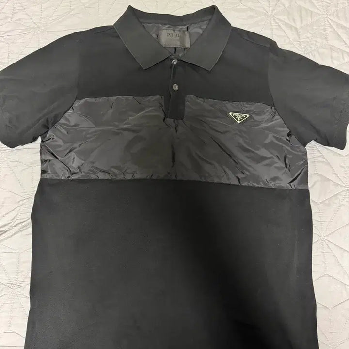 [BUNJANG] Prada Re-Nylon Short-Sleeve Polo Shirt Black XL / 프라다 리나일론 반팔 카라티 pk티 셔츠