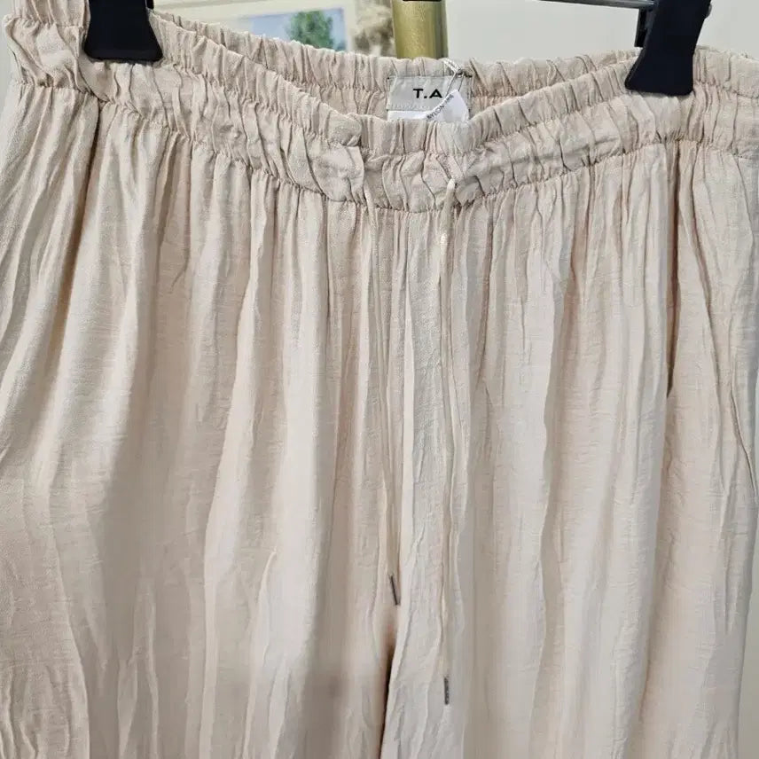 [BUNJANG] Wrinkle Rayon Draping Wide-Leg Pants / 링클 주름밴딩 와이드바지