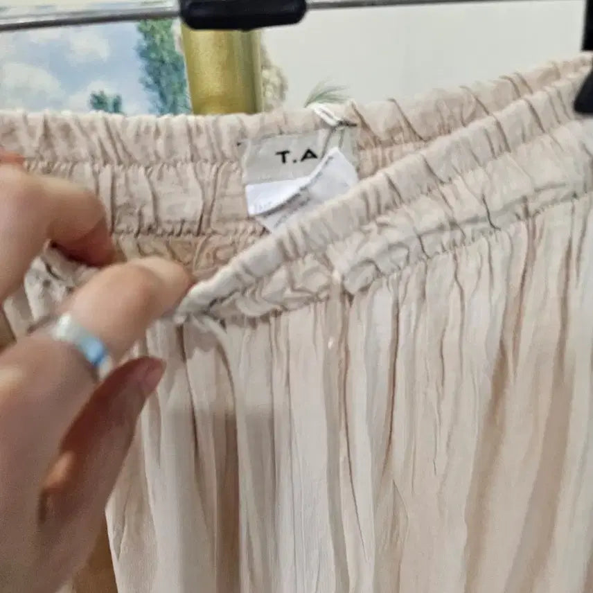 [BUNJANG] Wrinkle Rayon Draping Wide-Leg Pants / 링클 주름밴딩 와이드바지