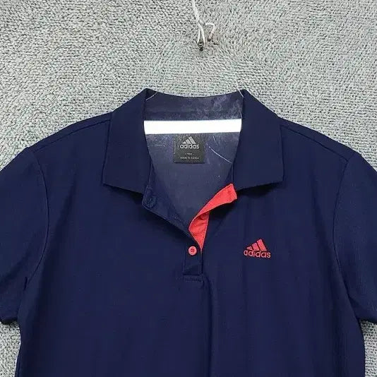 [BUNJANG] Adidas Navy Logo Short Sleeve Polo T-Shirt 100 / 아디다스 네이비 로고 반팔 카라티 100