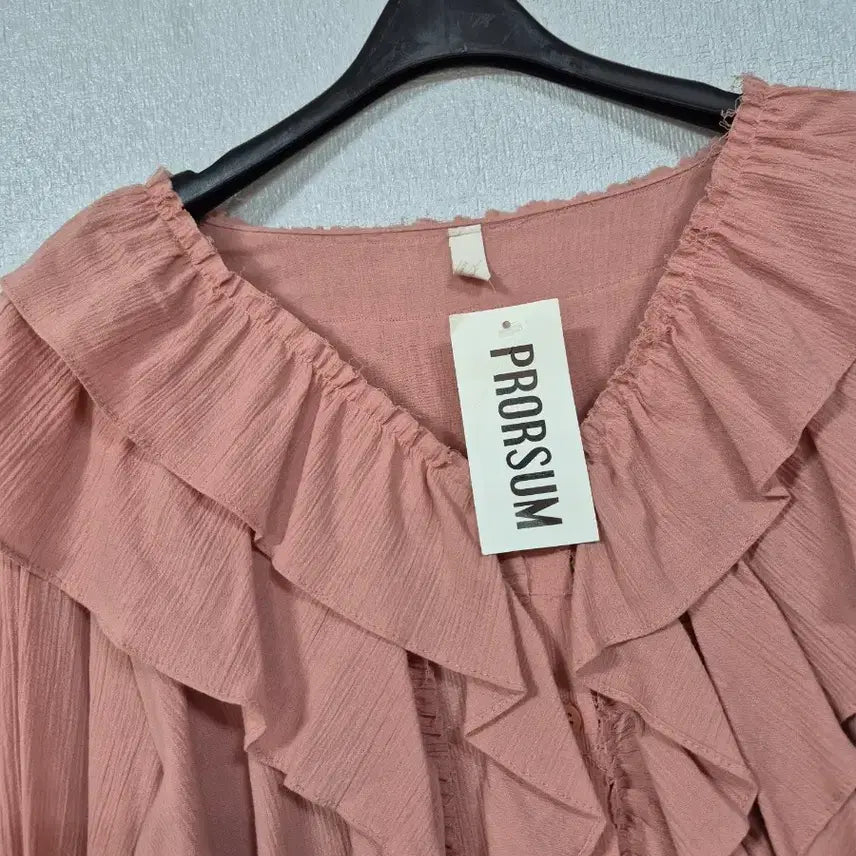 [BUNJANG] PRORSUM Frill Lace Sleeve Blouse Pink / PRORSUM 프릴 블라우스 핑크 레이스 소매 66전후