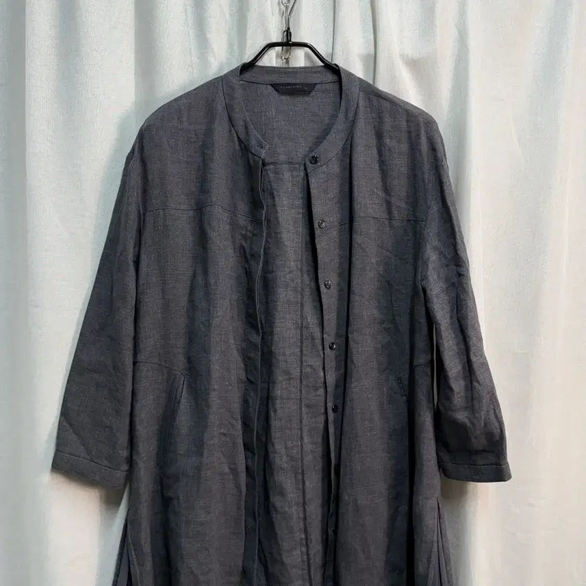 [BUNJANG] Flamingo Linen Mandarin Collar Jacket / [FREE] FLAMINGO 차이나넥 셔츠 플리츠 린넨 마 롱 자켓