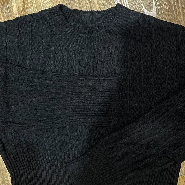[BUNJANG] Short Crop Knit Top - Black / 봄 여름 니트 숏 크롭 스타일 