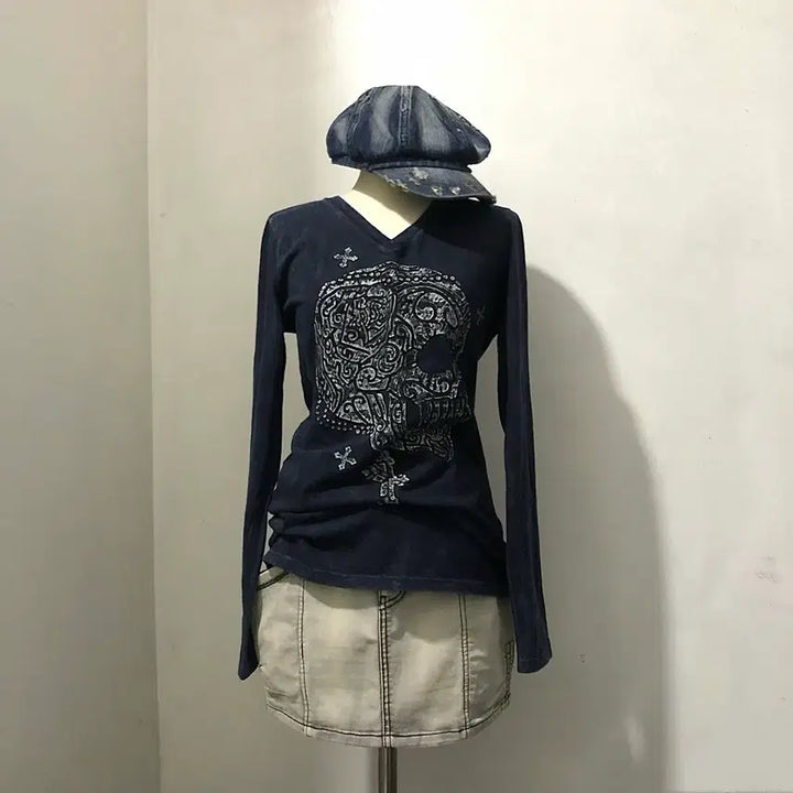 [BUNJANG] Vintage BNX White Denim Shirring Stitch Mini Skirt / 빈티지 bnx 화이트 진 셔링 스티치 미니 스커트
