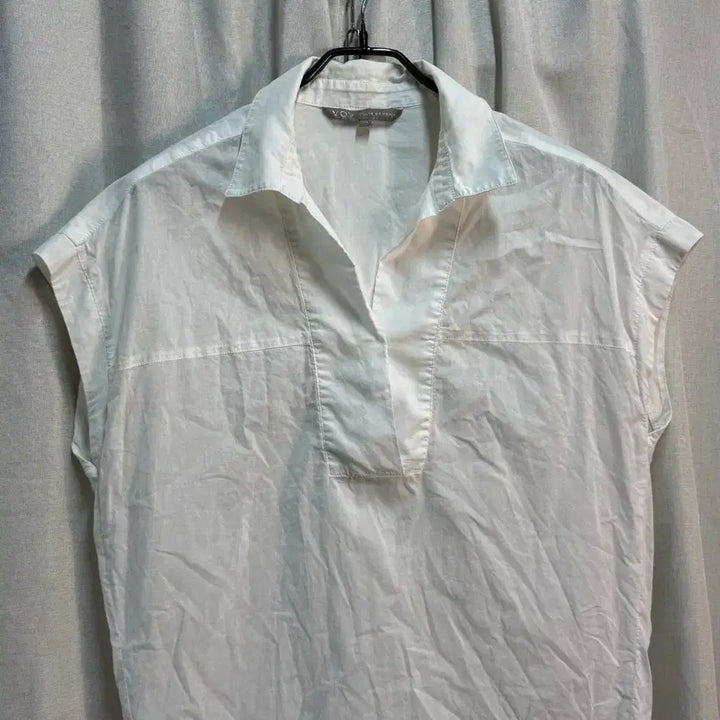 [BUNJANG] VOV White Cotton Short-Sleeve Blouse / [FREE] VOV 보브 여름 화이트 코튼 반팔 블라우스