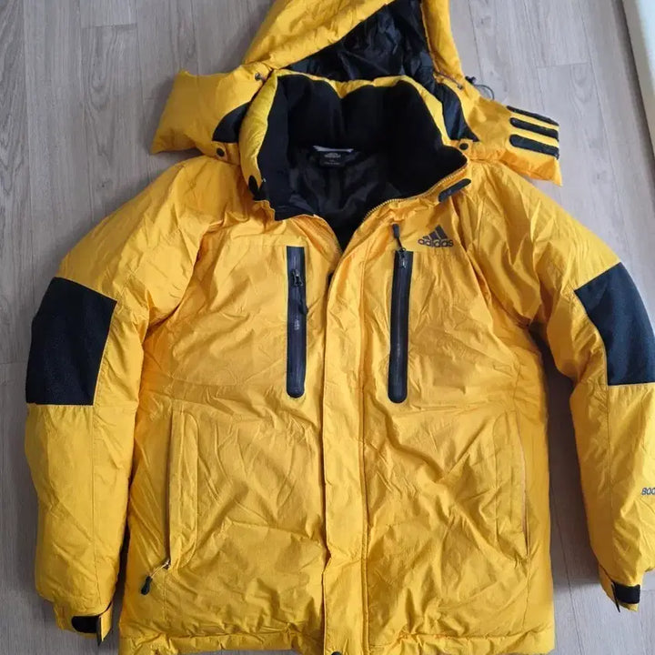 [BUNJANG] Adidas Yellow Padded Jumper with Detachable Hood / 아디다스 옐로우 패딩 점퍼 후드 탈부착