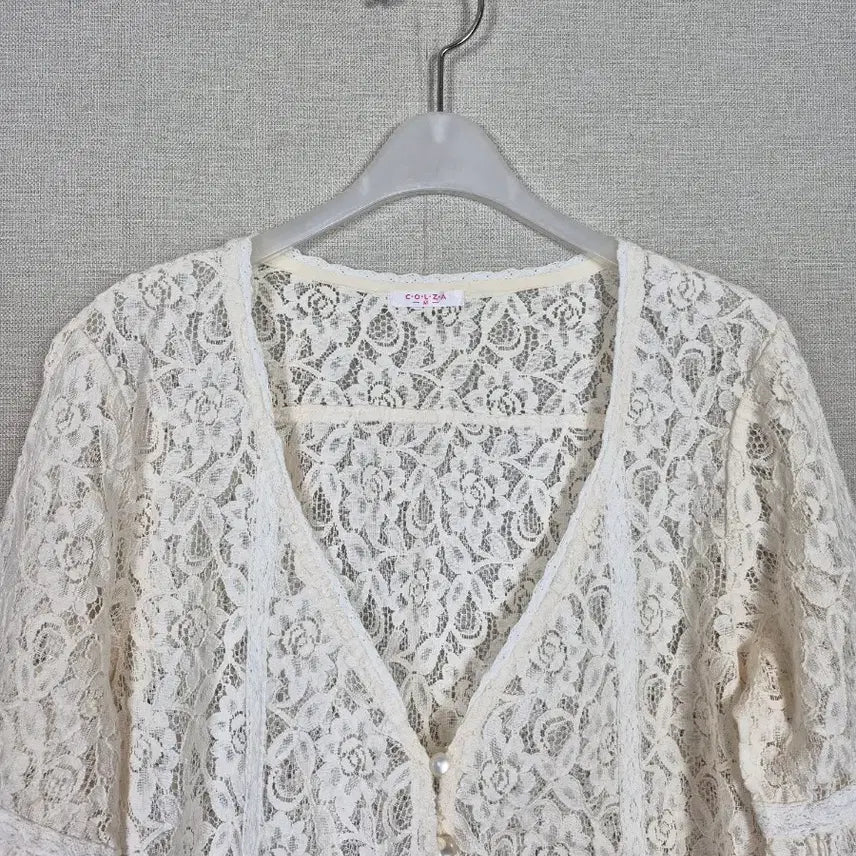[BUNJANG] Ivory Lace 7/10 Sleeve Cardigan / (M)55,66추천 면혼방 아이보리 레이스 7부소매 가디건