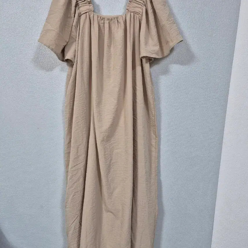 [BUNJANG] Square Neck Puff Sleeve Linen Dress / 퍼프소매 스퀘어넥 린넨 원피스 66