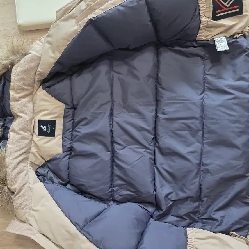[BUNJANG] Kangol Hooded Padded Jumper Beige / 캉골 베이지 후드 패딩 점퍼