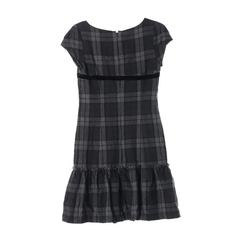 [BUNJANG] Vintage Wool Check Short Sleeve Dress (Women&