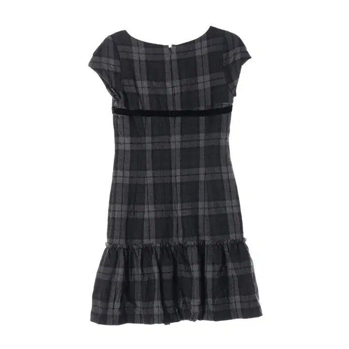 [BUNJANG] Vintage Wool Check Short Sleeve Dress (Women&