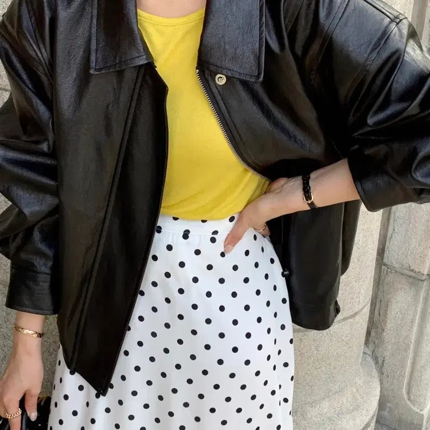 [BUNJANG] BYSINNI Handmade Leather Bomber Jacket Black / 바이씨니 제작 레더봄버자켓 블랙