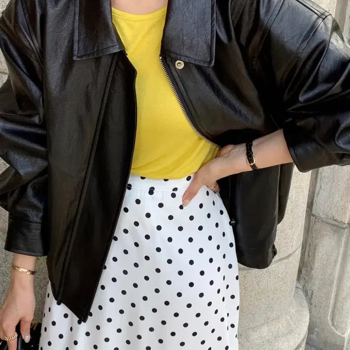 [BUNJANG] BYSINNI Handmade Leather Bomber Jacket Black / 바이씨니 제작 레더봄버자켓 블랙