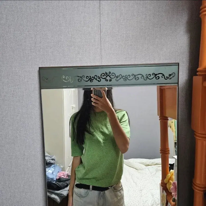[BUNJANG] Italian Knit Green Short Sleeve Summer Knit / 이태리 니트 연두 그린 초록 반팔 여름 니트 뉴진스