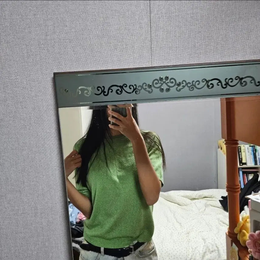 [BUNJANG] Italian Knit Green Short Sleeve Summer Knit / 이태리 니트 연두 그린 초록 반팔 여름 니트 뉴진스