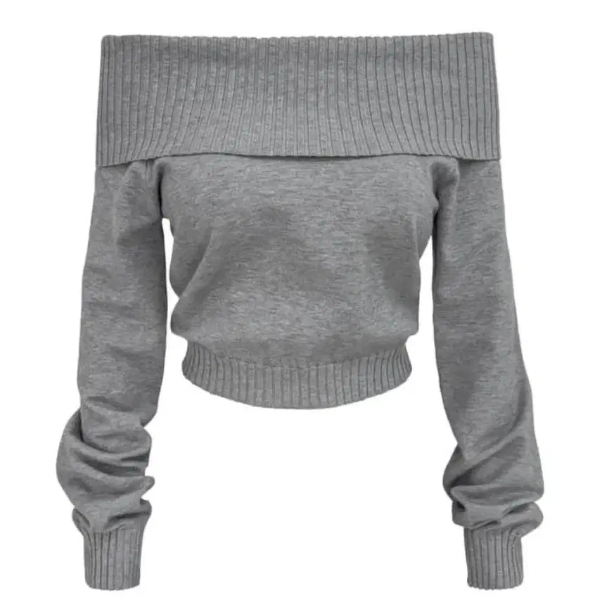 [BUNJANG] Pale J T "Off Shoulder Knit Tee" Charcoal / 페일제이드 오프숄더 니트 티 차콜