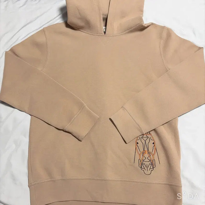 [BUNJANG] Hermes Logo Embroidered Hoodie Beige XL / 에르메스 로고 자수 후드티 베이지