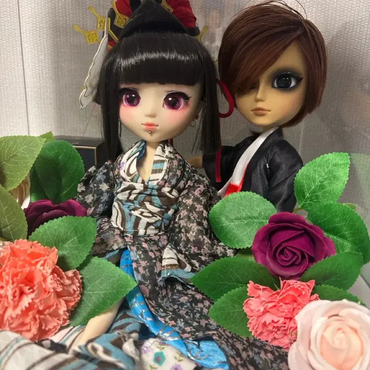 [BUNJANG] Pullip Japanese Kimono Outfit &amp; Hair &amp; Shoes / 푸리프 노안+일본기모노옷/일본무사
