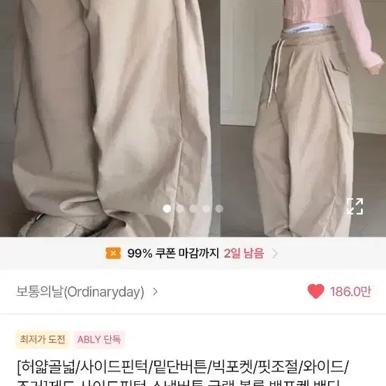 [BUNJANG] Ably Wide Pintuck Two-Way Pants / 에이블리 와이드 핀턱 투웨이 팬츠