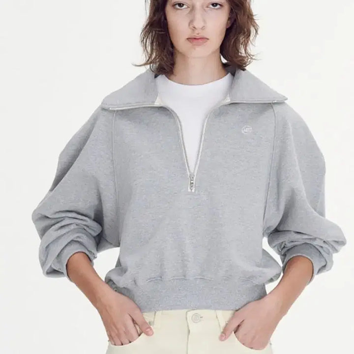 [BUNJANG] RECTO Half Zip-Up Sweatshirt Grey / 렉토 RECTO 하프집업 맨투맨 그레이