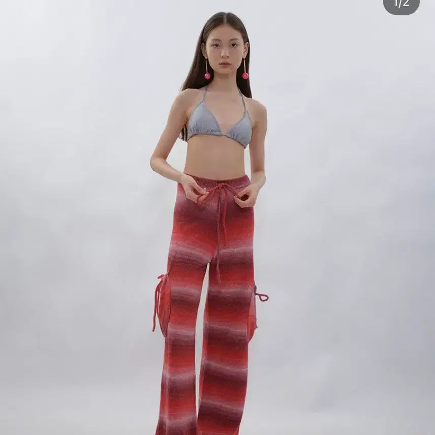 [BUNJANG] Piscess Ribbon Knit Cargo Pants Pink / piscess 파이시스 리본 니트 카고팬츠 핑크