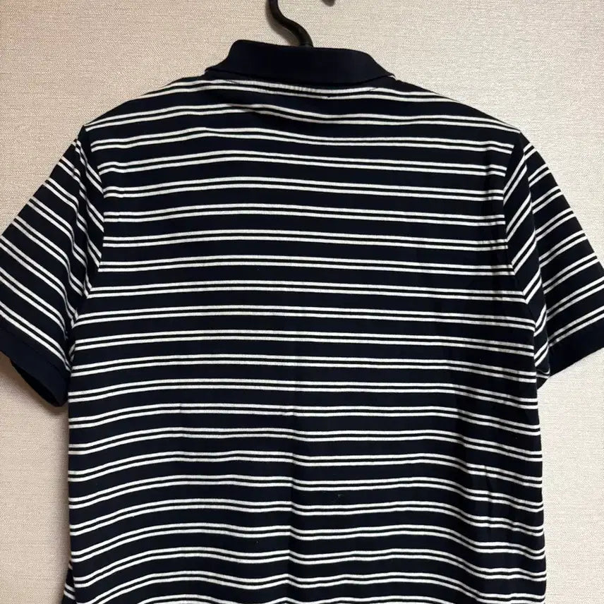 [BUNJANG] Sandro Striped Collar Short Sleeve T-Shirt / 산드로 스트라이프 카라 반팔티