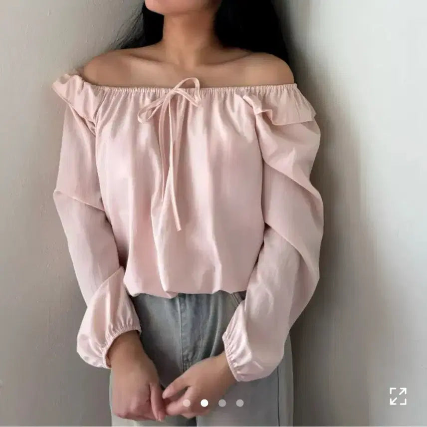 [BUNJANG] Balloon Off-Shoulder Top - Pink / 벌룬 오프숄더 핑크