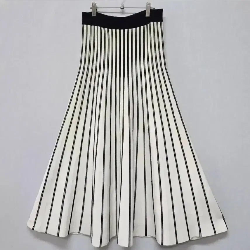[BUNJANG] Maje Pleated Stripe Skirt / maje 마쥬 플리츠 스트라이프  스커트 2(M)사이즈